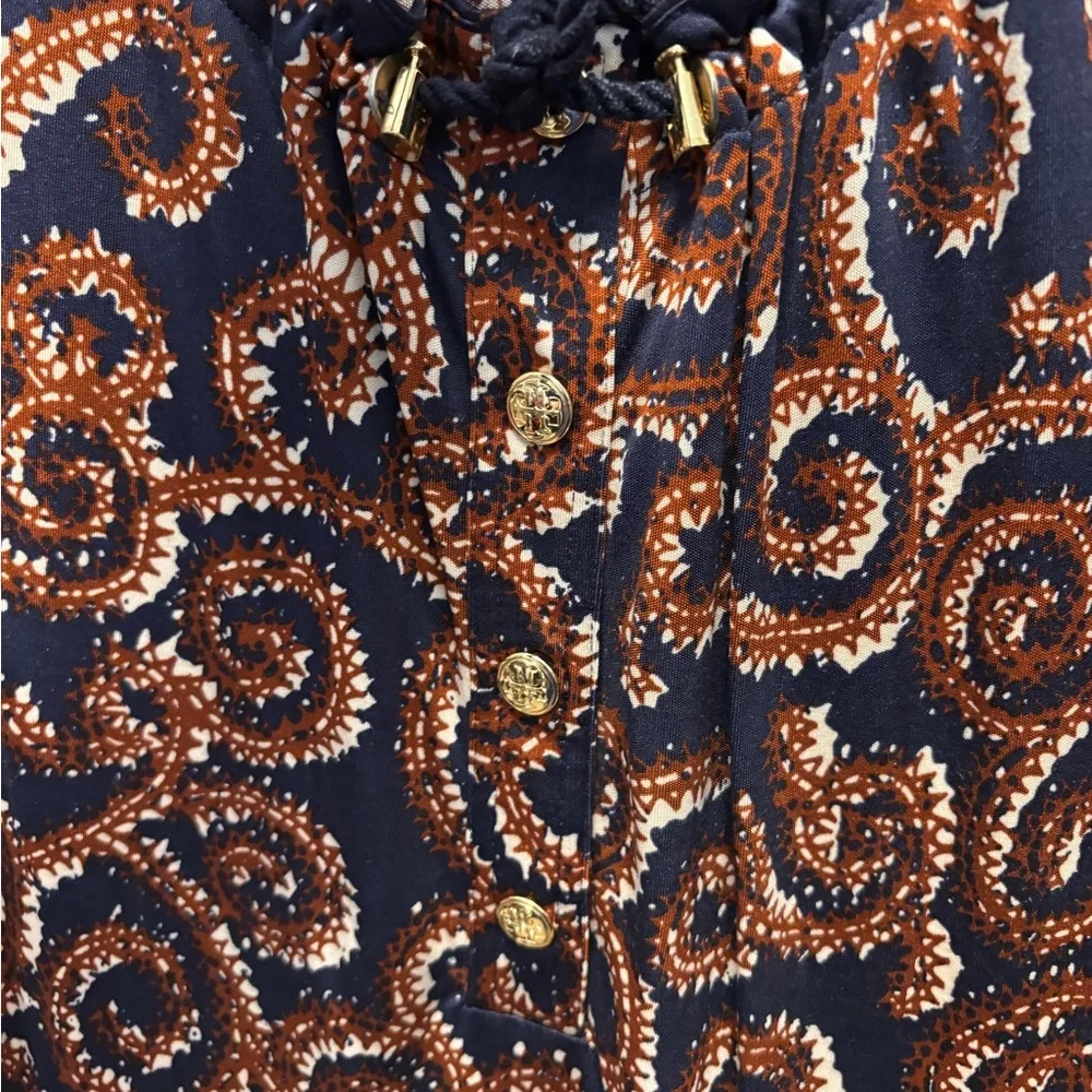 Tory Burch Navy and Orange Swirl Dress